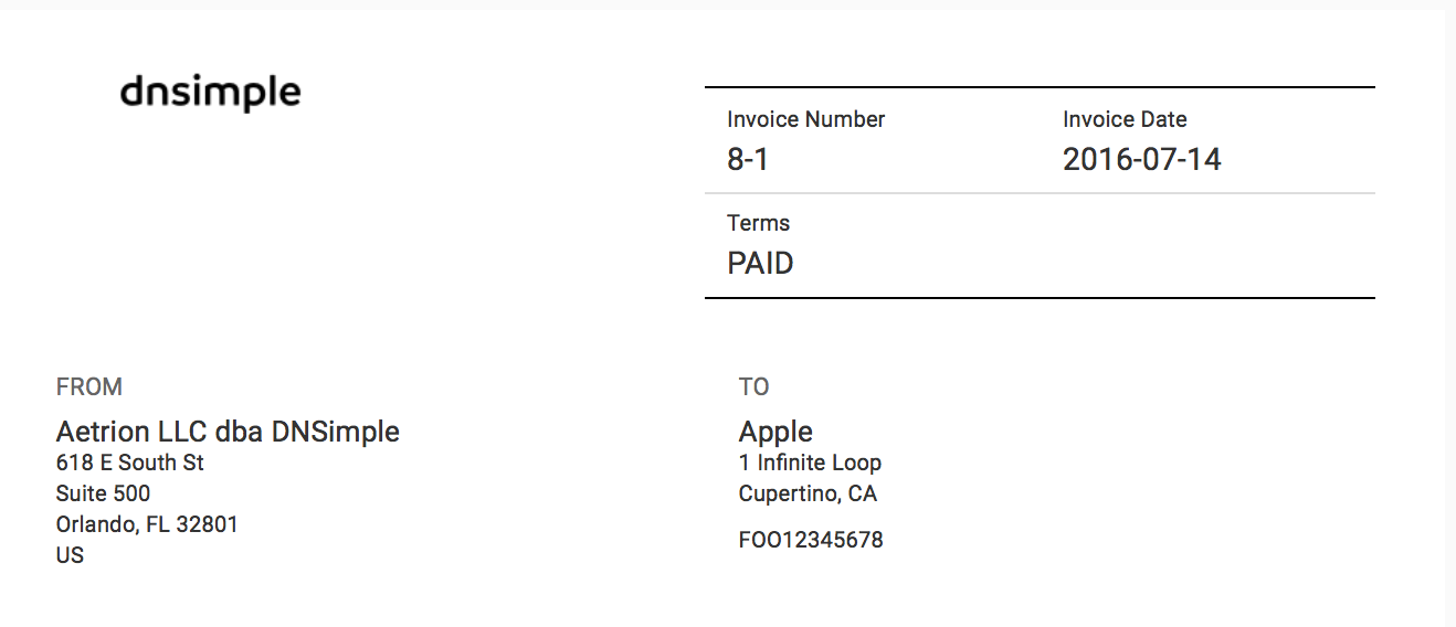 Example Invoice With Billing Information