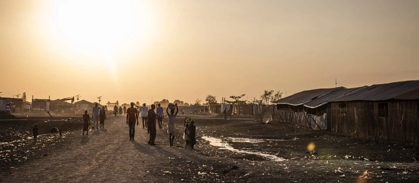 The sun sets at an IDP site in Bentiu in South Sudan's Unity State