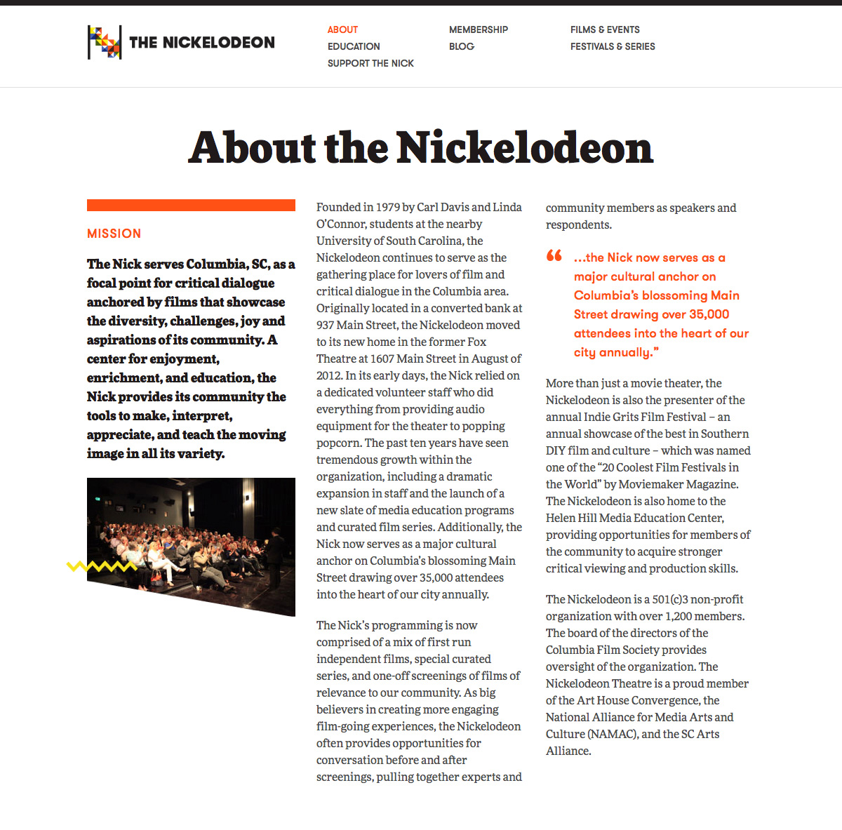 The About page of the Nickelodeon site