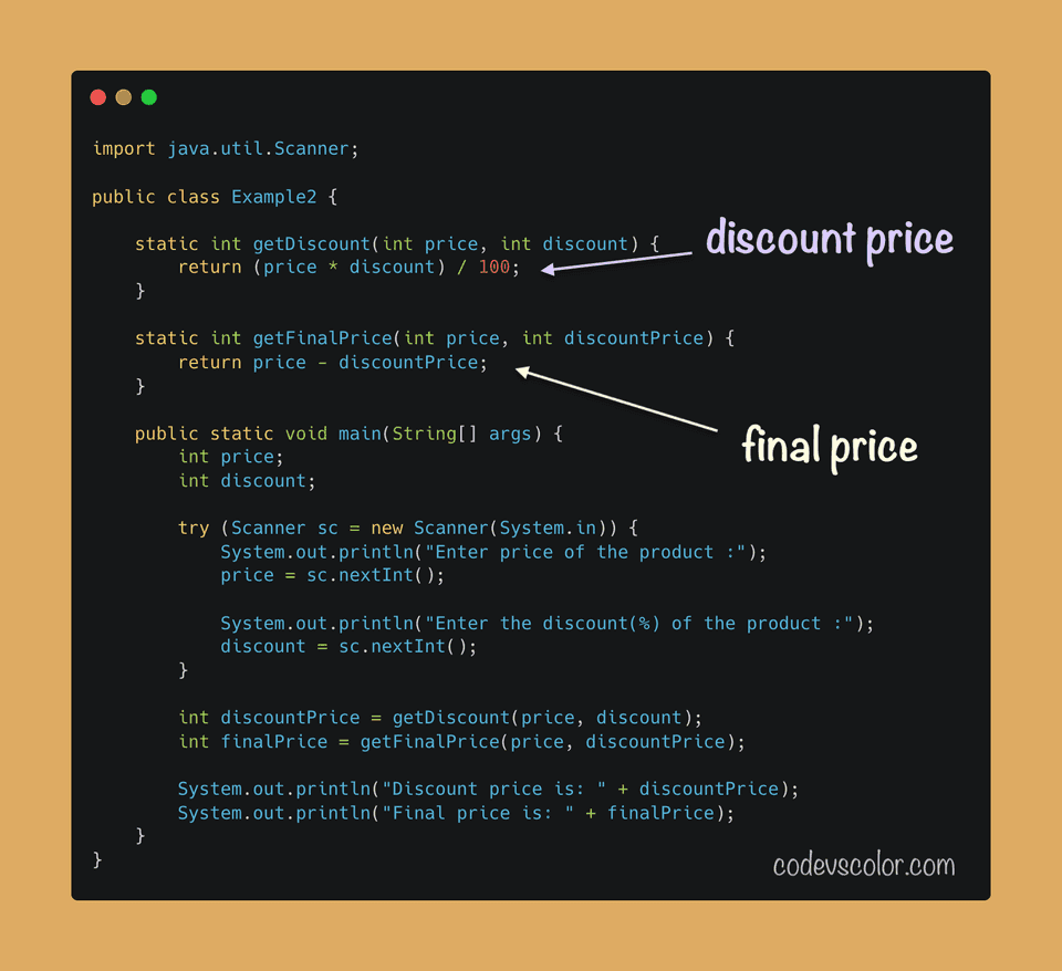 Java program calculate discount price