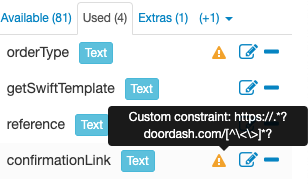 Hover the exclamation sign to see the constraint applied on the field