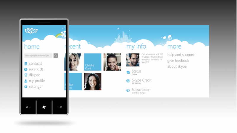 Preview of Windows Phone 7, designed by Mark McLaughlin for Skype.