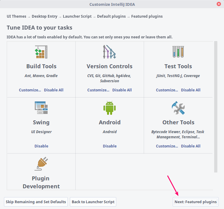 Pemilhan Plugin untuk diinstal