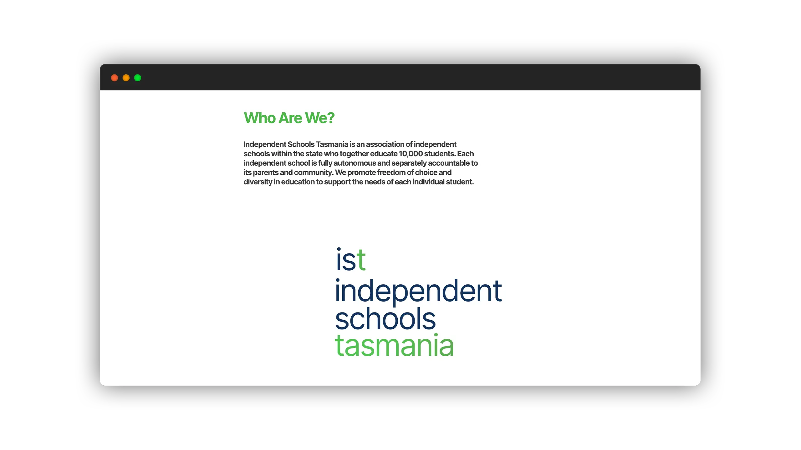 Independent Schools Tasmania - new website about us page