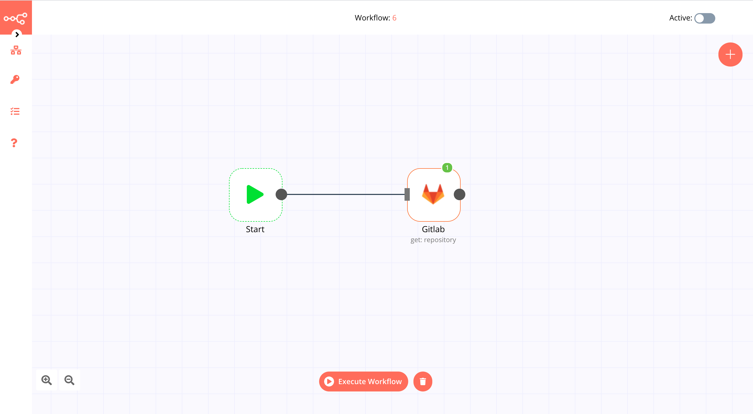 A workflow with the GitLab node