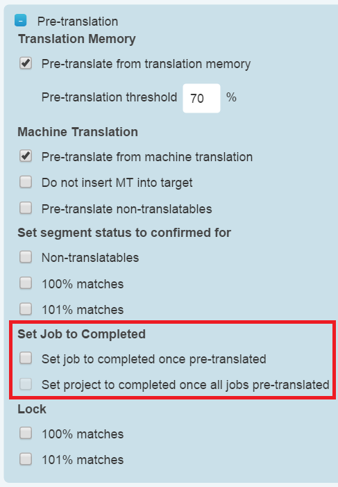 Pre-translation Settings