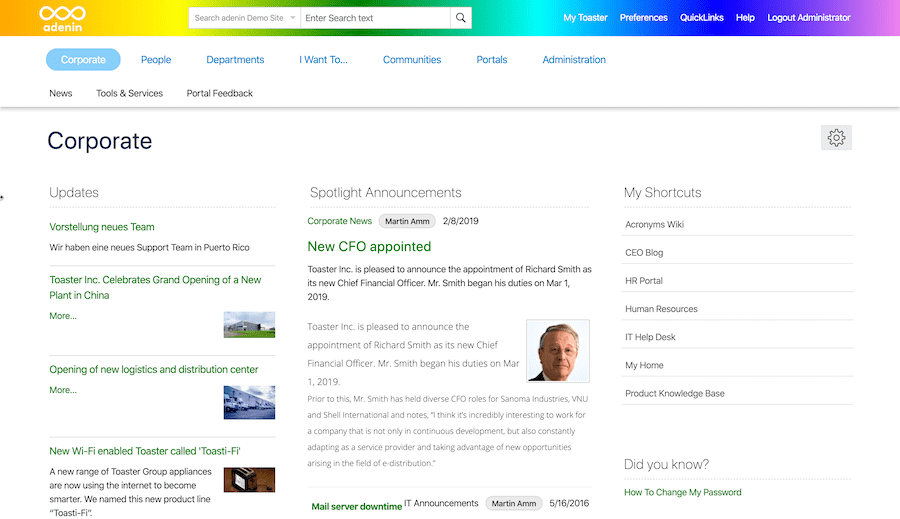 Intranet design