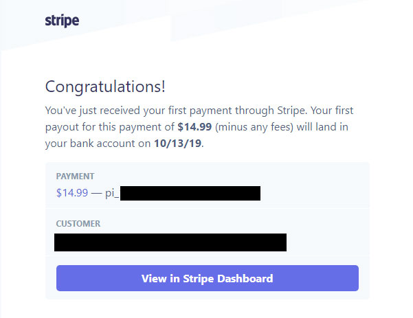 Screenshot of Stripe payment receipt