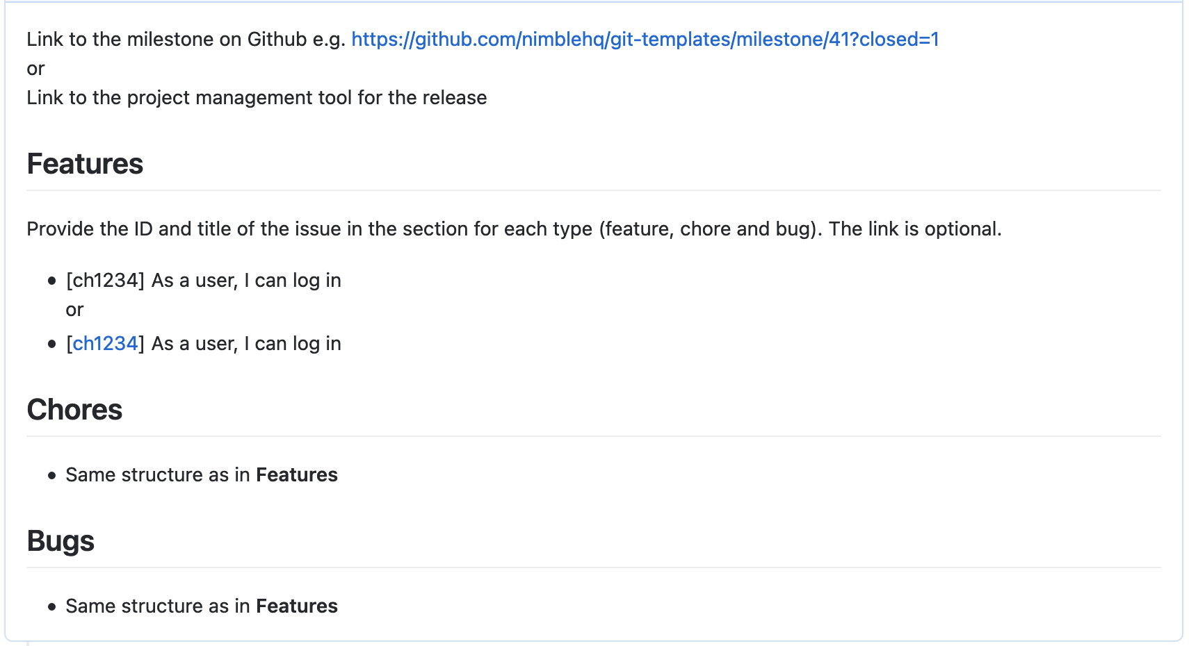 Release Pull Request Template