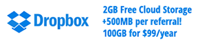 Signup for Dropbox and get 2GB free storage plus 500GB per referral