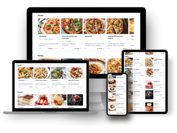 Digital Food Menus for Restaurants