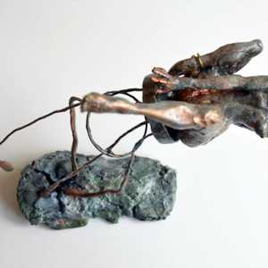 unique fine arts contemporary bronze copper sculpture trust stool women feet ashikoki