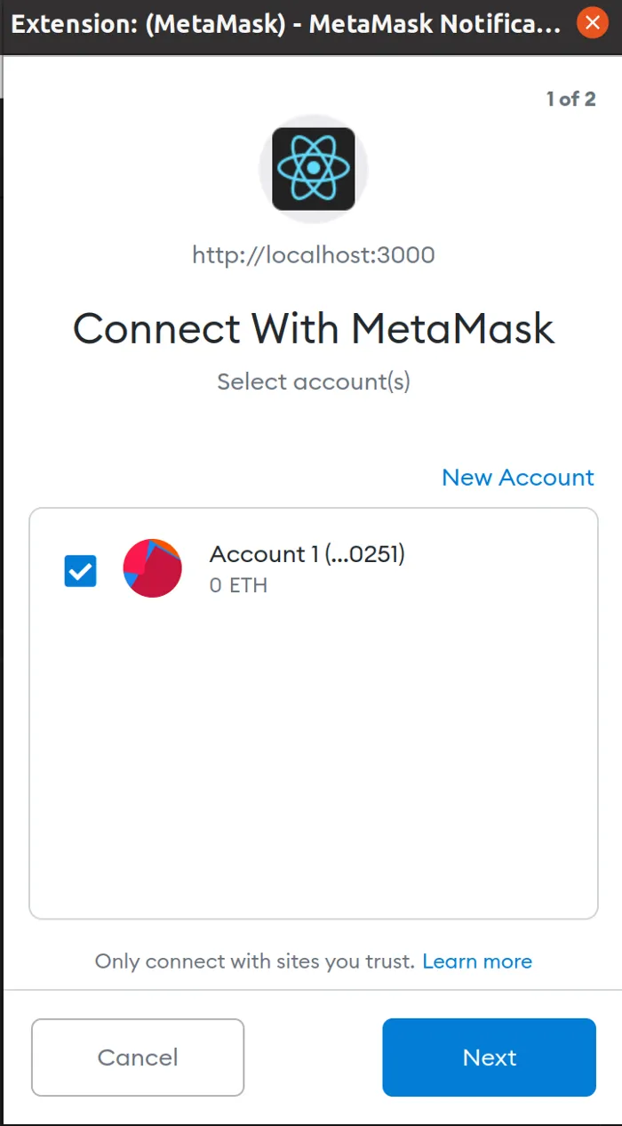 MetaMask — Allow permission to connect