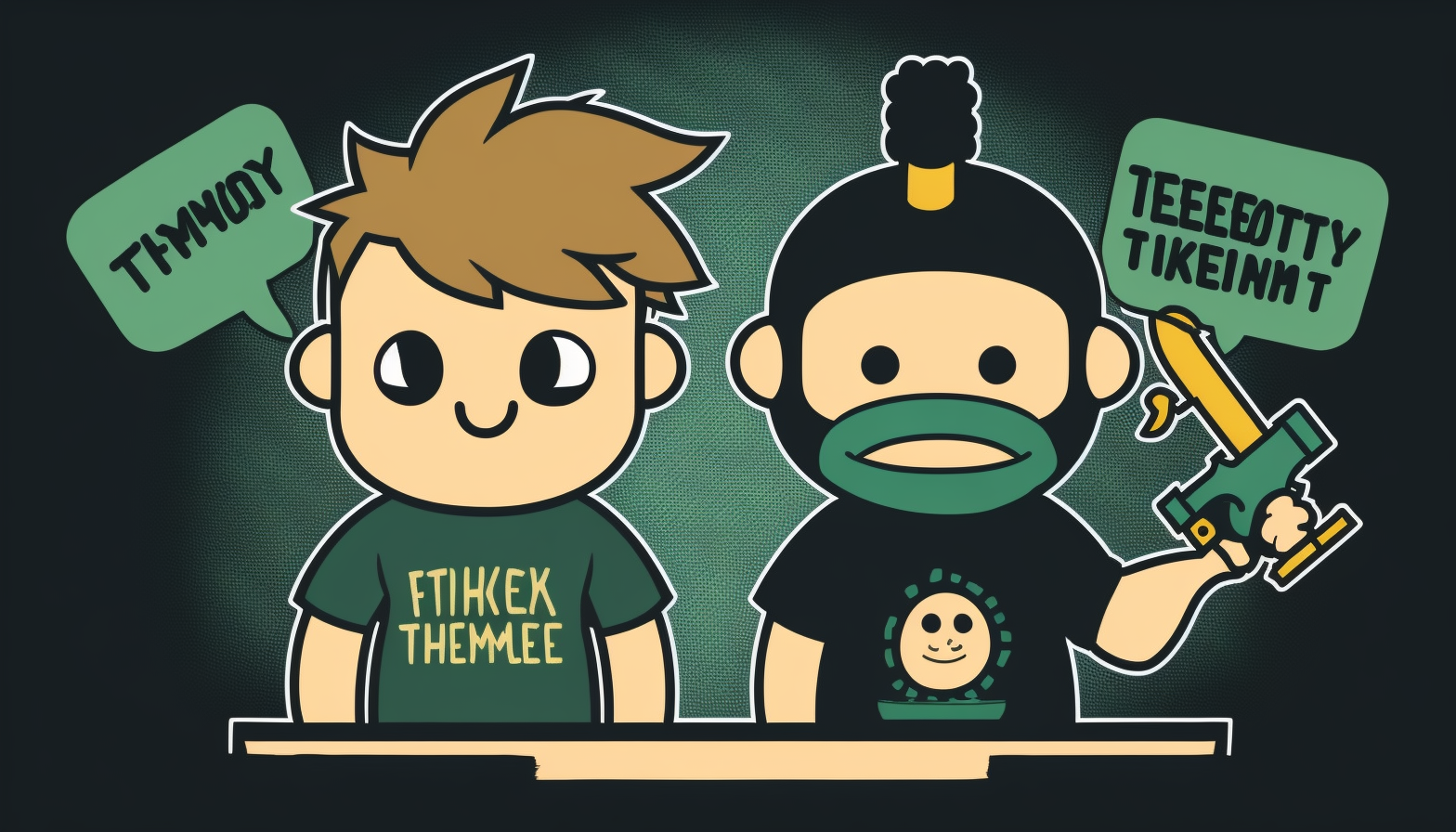 An animated image featuring two characters, one wearing a HackTheBox Academy shirt and the other wearing a TryHackMe shirt, each with a thought bubble above their head containing a relevant symbol for their platform and both characters standing on a see-saw that is balanced in the middle.