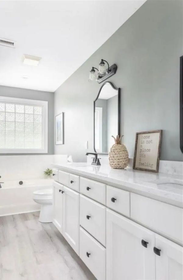 Bathroom with brown sink