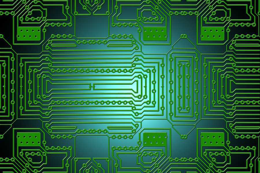 Stylized green circuit board