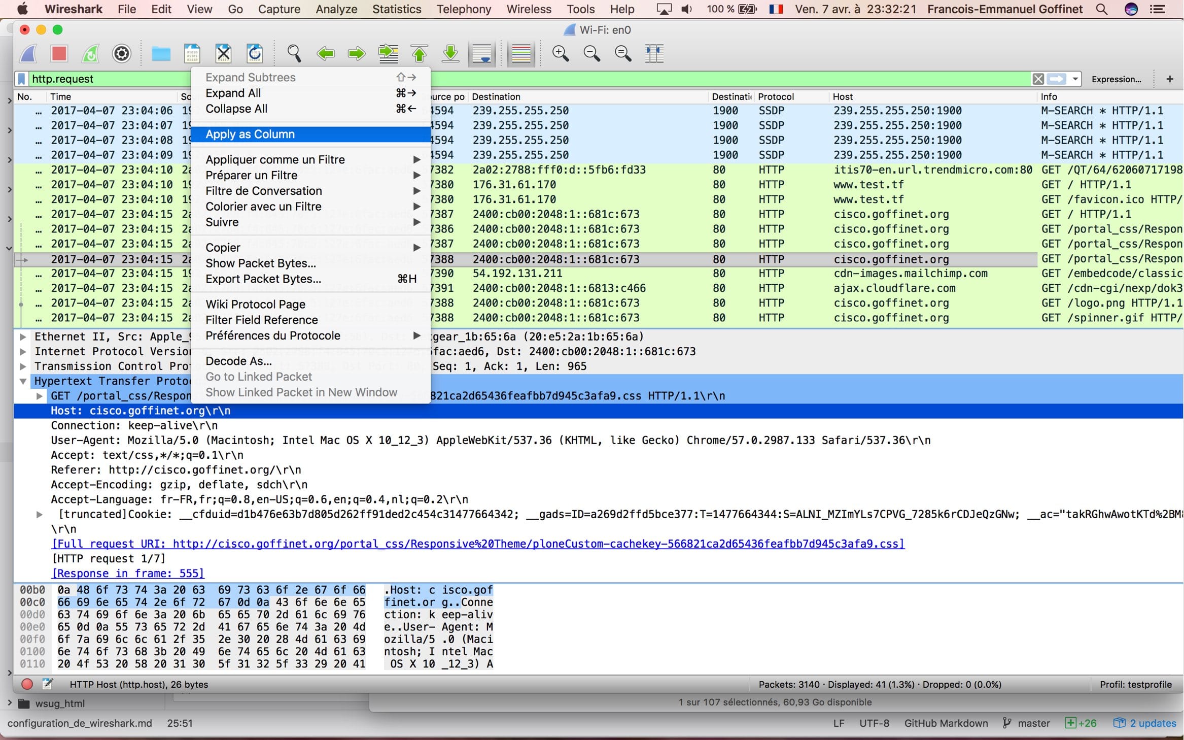 wireshark command line protocoll hierarchy