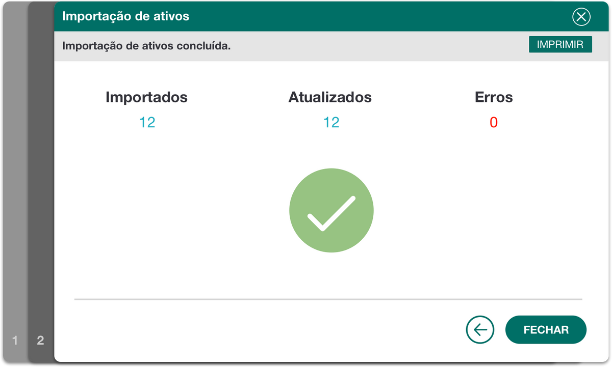 Cadastro dos ativos e histórico
