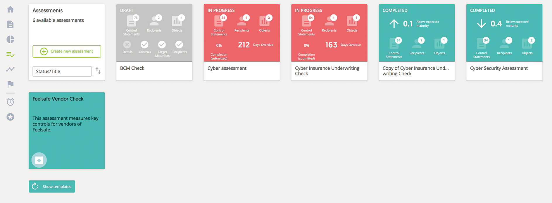 Archive assessments and show templates Archive assessments and show templates