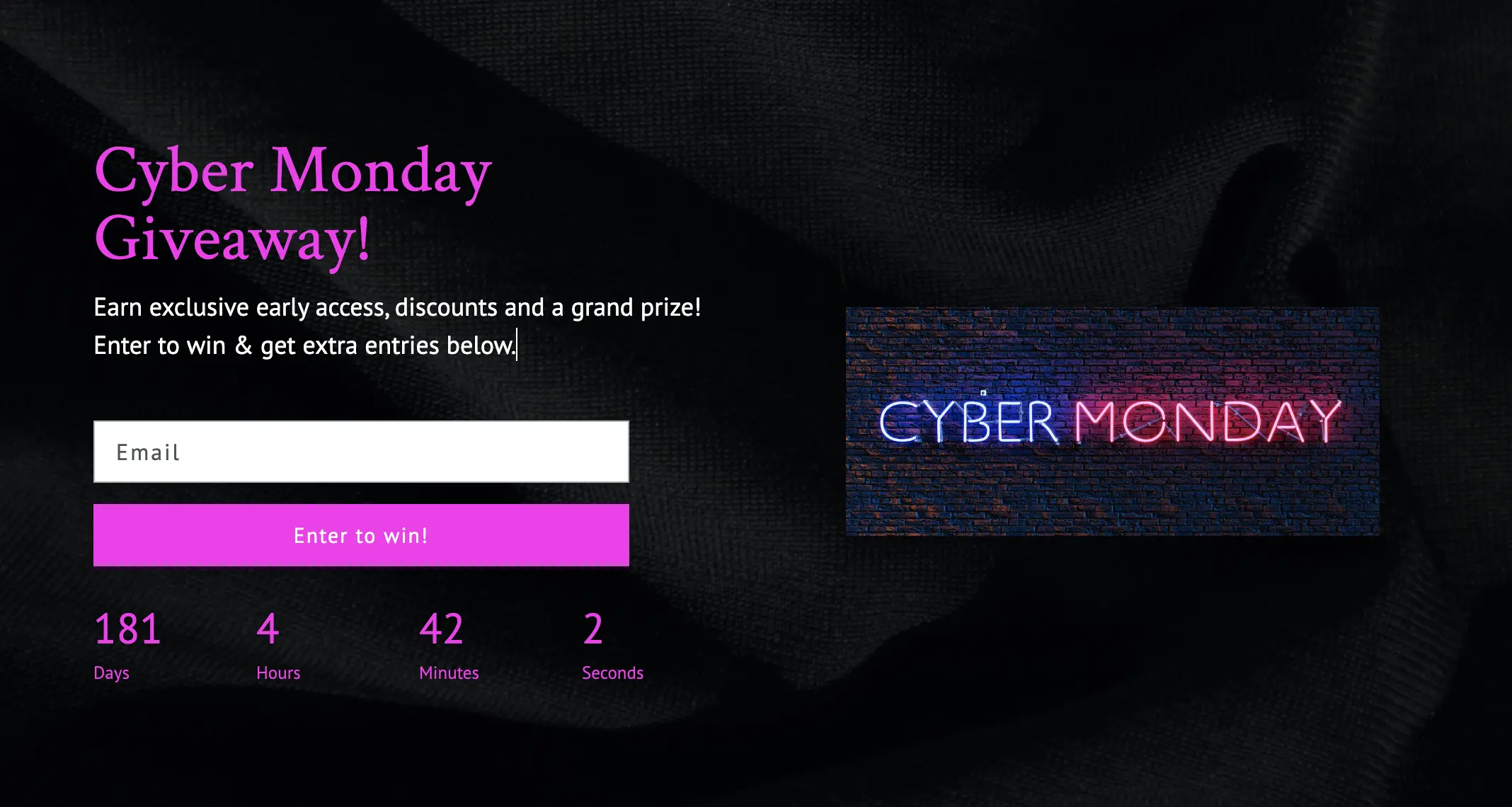 Cyber Monday entry form
