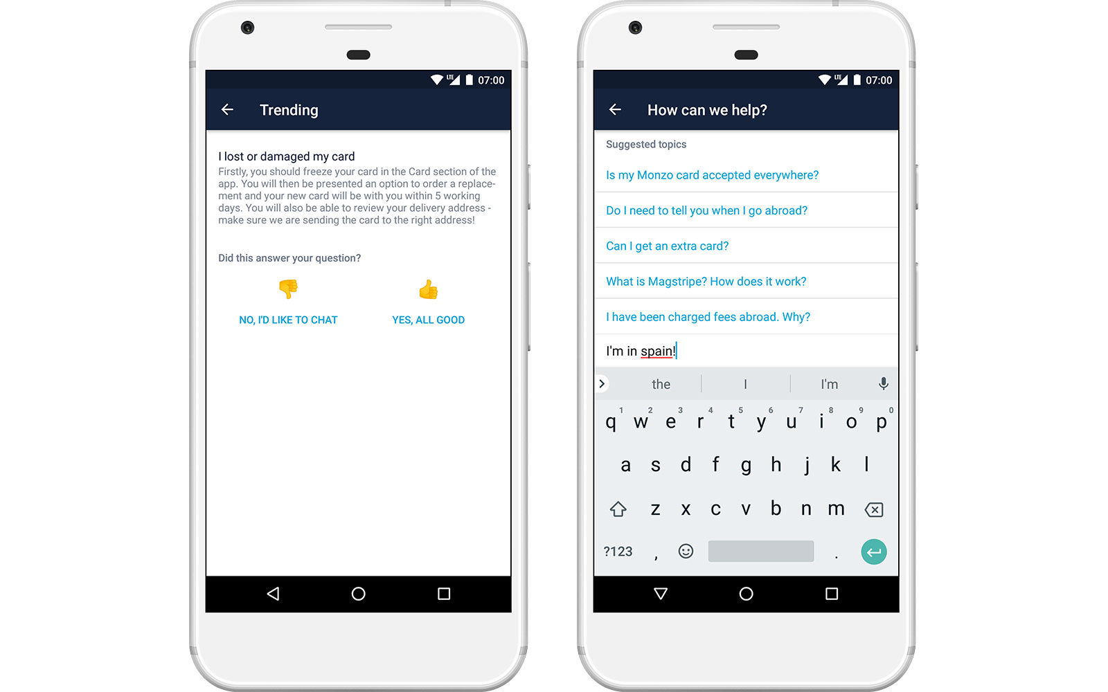 Screenshots of Android Help section, now featuring search