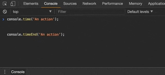 Measuring time for an action using Chrome DevTools Console