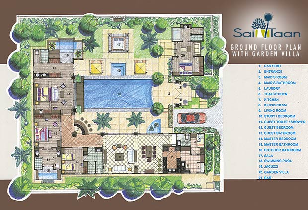 Ground Floor Plan with Garden Villa