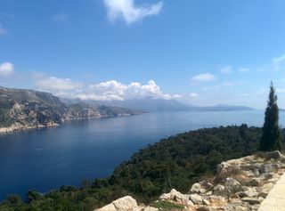 Sea view and the Dubrovnik coastline.