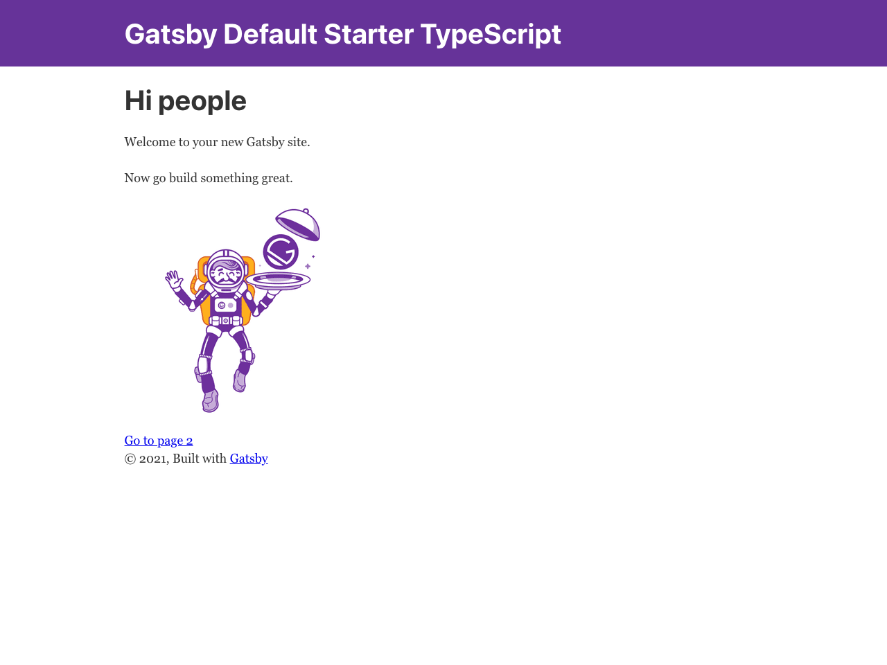 Gatsby Starter Default Typescript screenshot