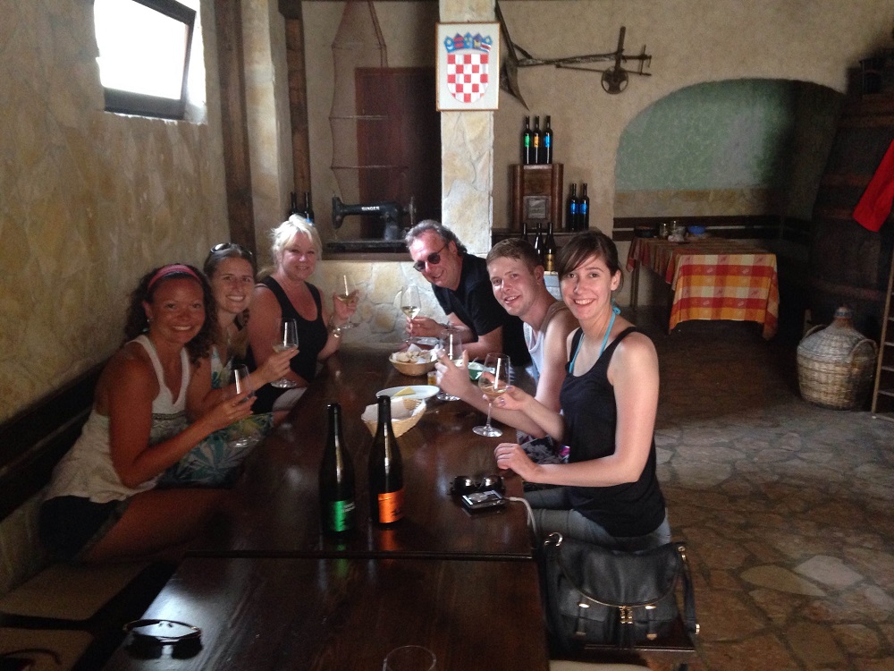 Our small group enjoying wine tasting at Sladić.