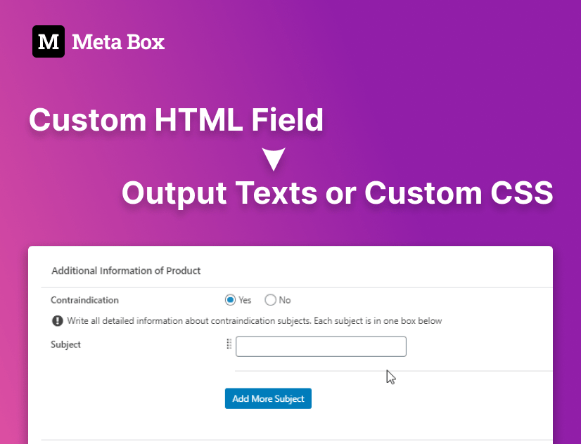using custom HTML field to output texts or custom CSS