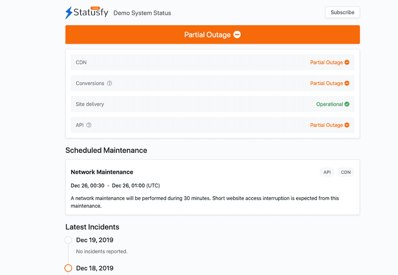 Statusfy - Open source free status page - Odown blog 