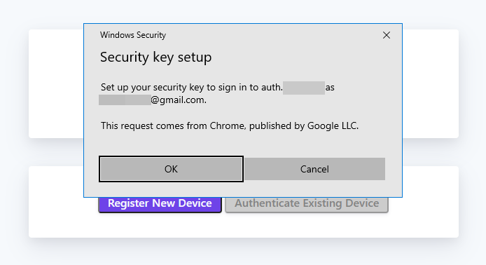 The device authentication prompt on Windows