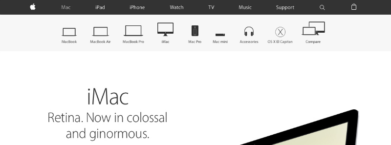Screenshot of the Apple website