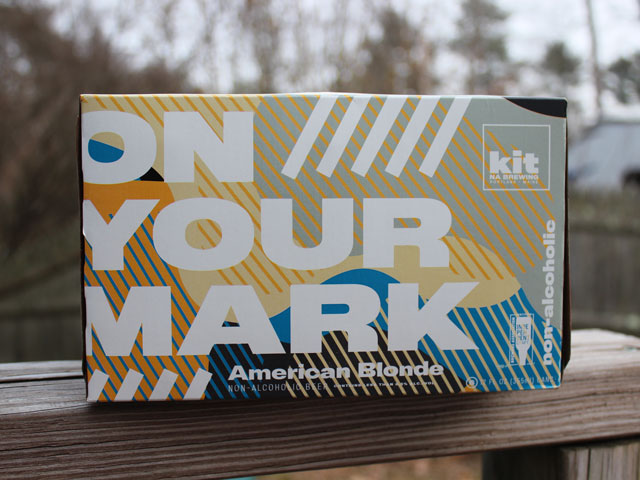 A six pack of On Your Mark, a NA beer from Kit NA Brewing in Portland, Maine