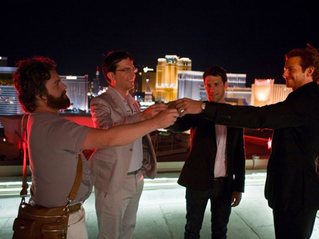 Alan, Doug, Phil & Stu ripping shots on top of their hotel in The Hangover