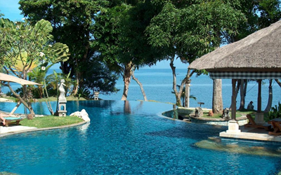 Beachfront pool overlooking the Java Sea in North Bali.