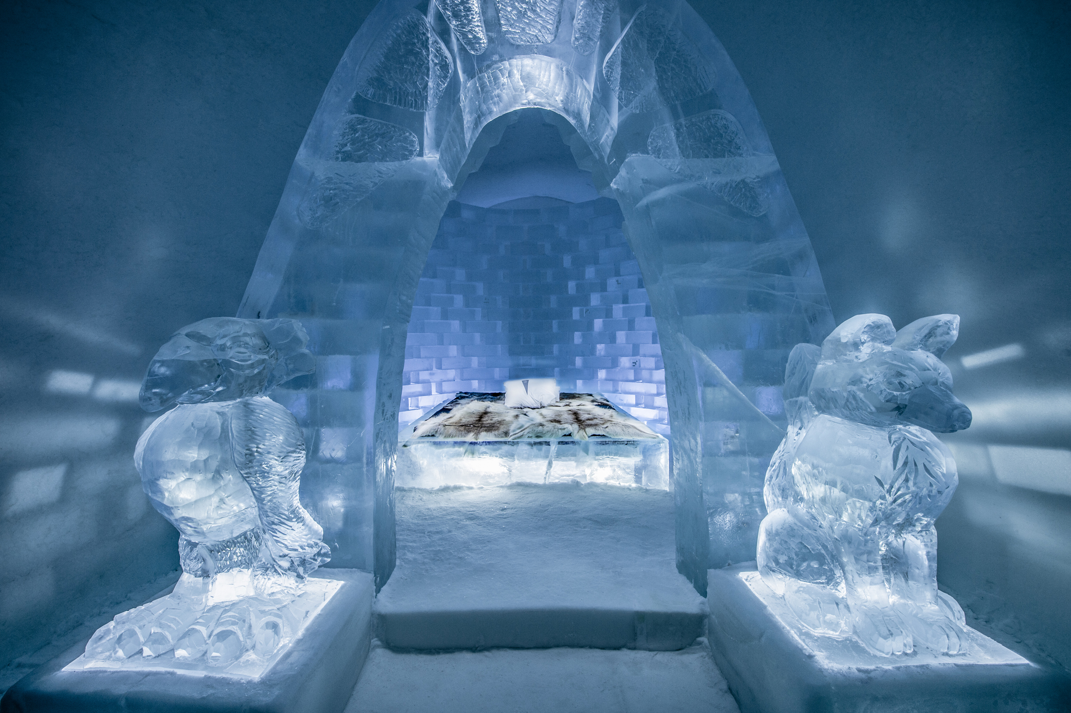 a suite made of ice at the icehotel