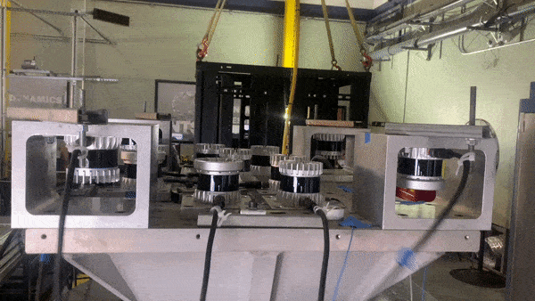 Ouster sensors going through shock and vibration testing