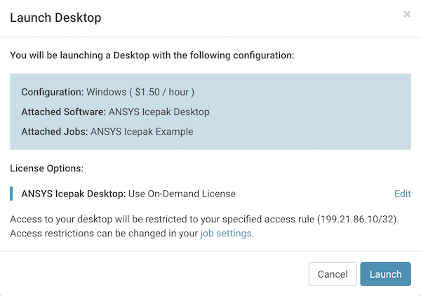 Icepak Desktop Launch