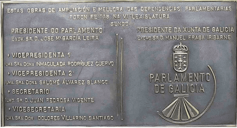 Placa Parlamento de Galicia - Bronce