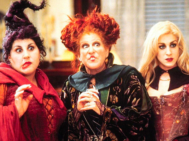 The three Sanderson Sisters eyeing some adult beverages