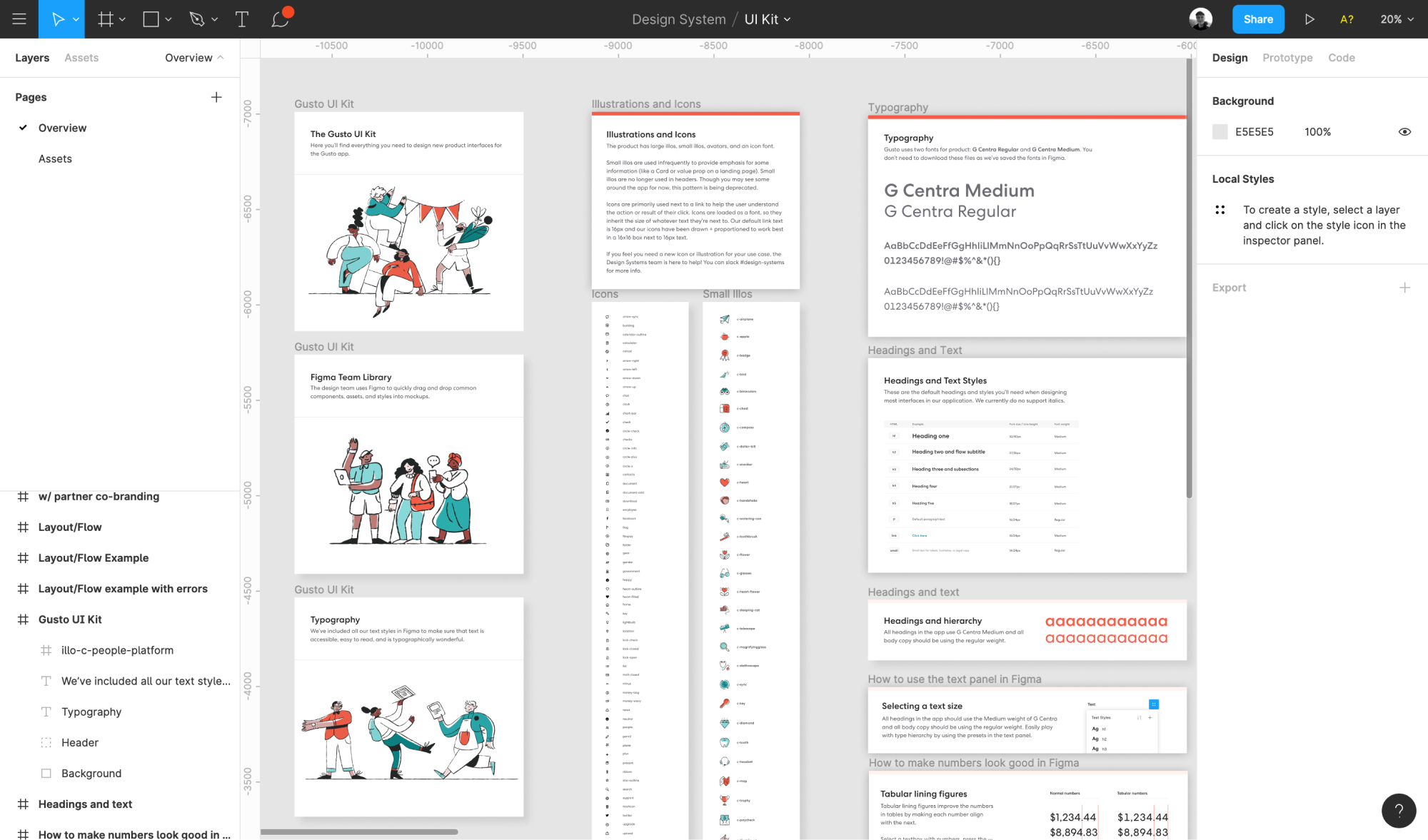 A screenshot of the Figma UI kit explaining how to use tabular lining figures