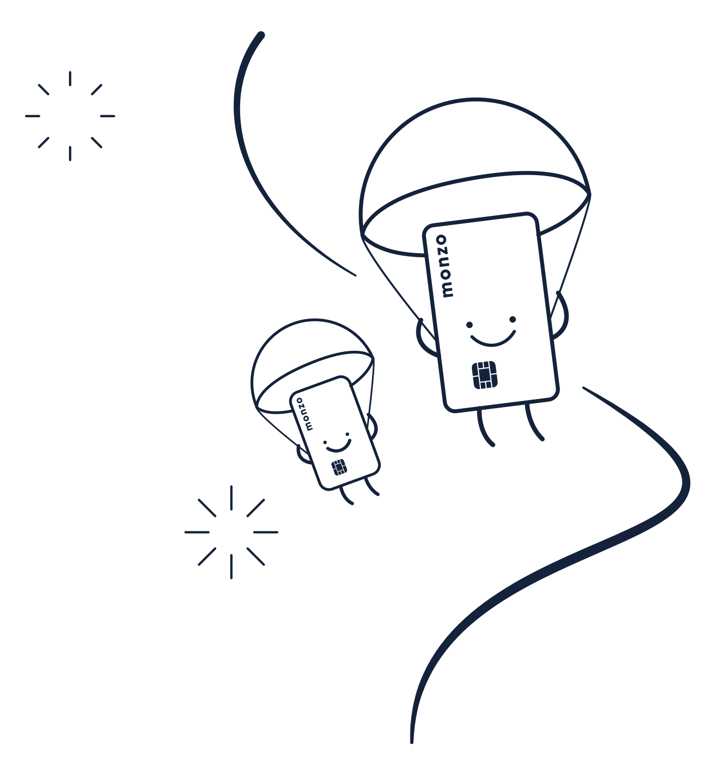 Illustration of two Hot Chips parachuting together