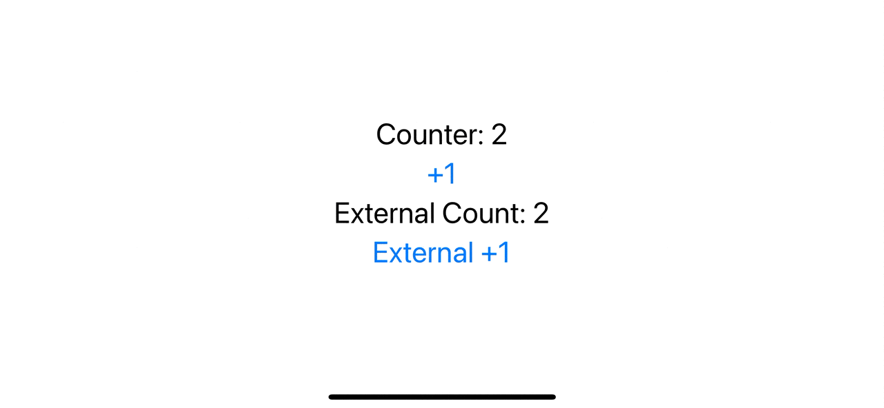 The change in the externalCount value has no effects on the CounterView.