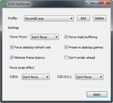D3D Enforcer main dialog