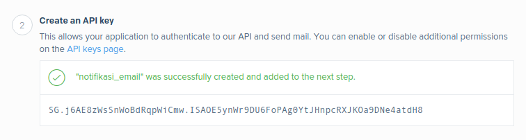 API Key sendgrid