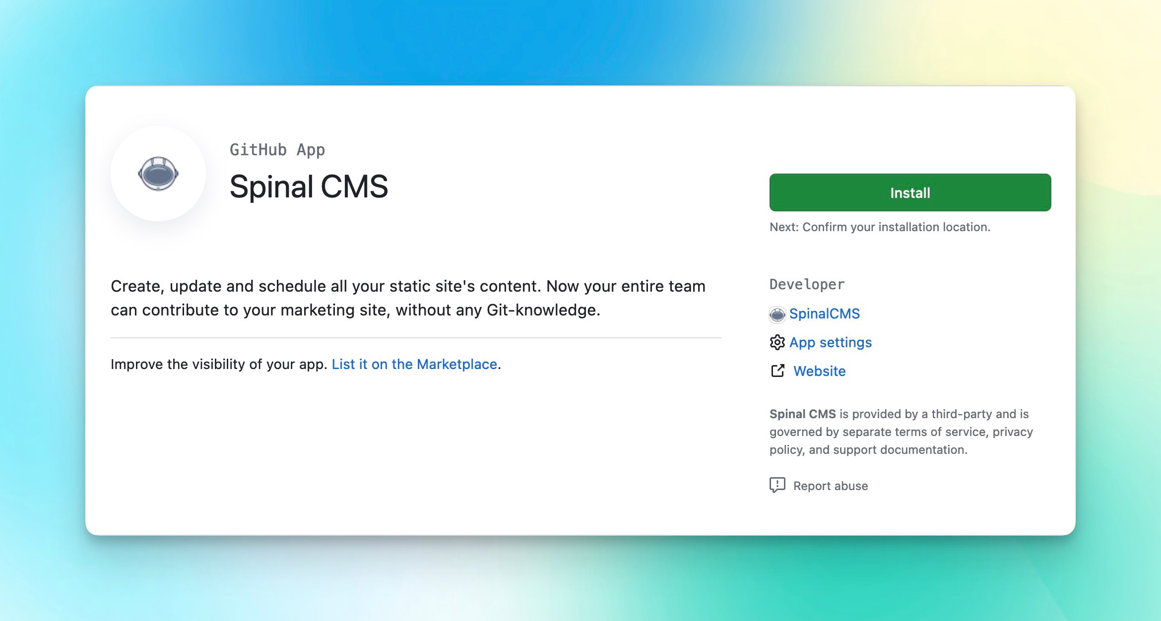 Preview of the GitHub app screen