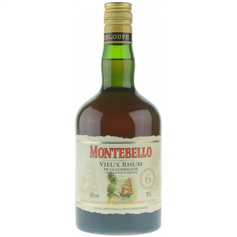 Image of the front of the bottle of the rum Montebello Rhum Vieux 6 ans