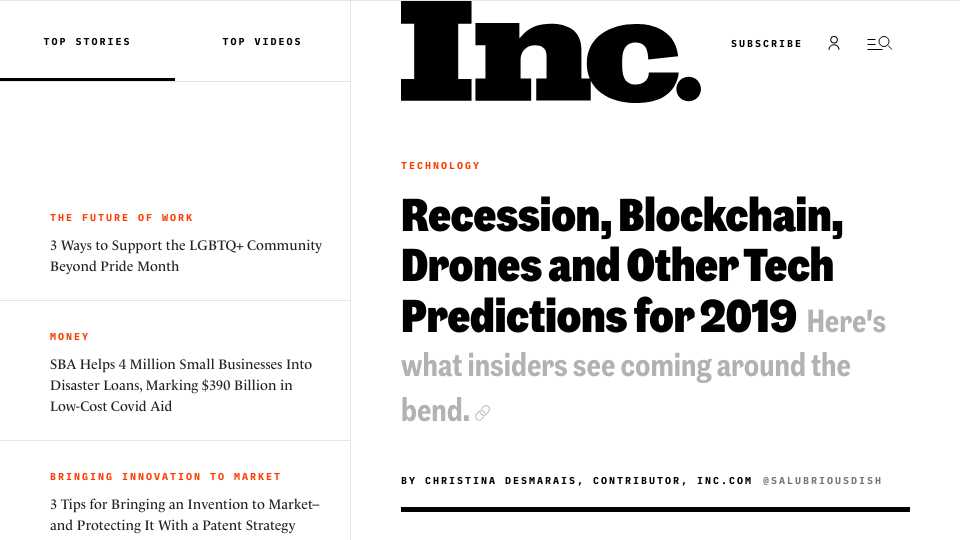 Recession, Blockchain, Drones and Other Tech Predictions for 2019